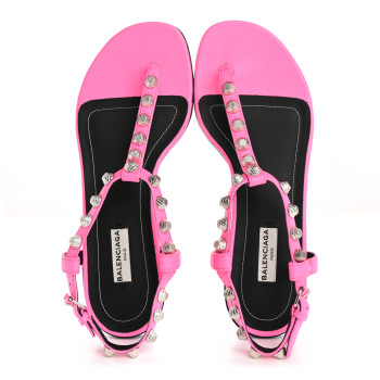 BALENCIAGA Agneau Arena Cagole Flat Thong Sandals 36.5 Rose Fluo