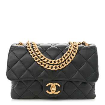 CHANEL Lambskin Quilted Small Pillow Crush Flap Black