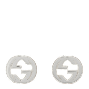 GUCCI Sterling Silver Interlocking GG Stud Earrings