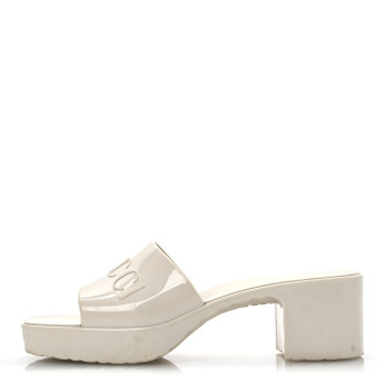 GUCCI Rubber Gucci Logo Womens Platform 20/60mm Slide Sandals 35 Mystic White
