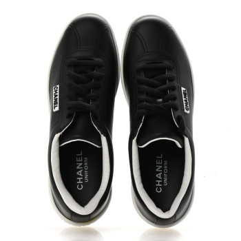 CHANEL Calfskin CC Womens Sneakers 37.5 Black