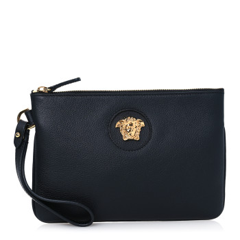 VERSACE Grained Calfskin La Medusa Pouch Black