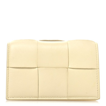 BOTTEGA VENETA Nappa Calfskin Maxi Intrecciato Card Holder Wallet Porridge