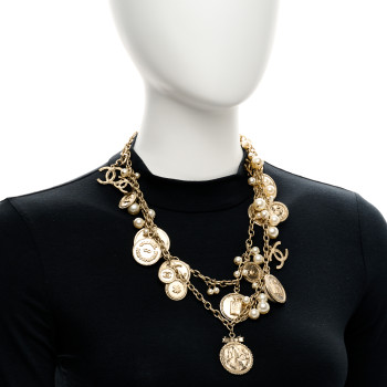 CHANEL CC Medallion 100 Anniversary Chain Necklace Gold