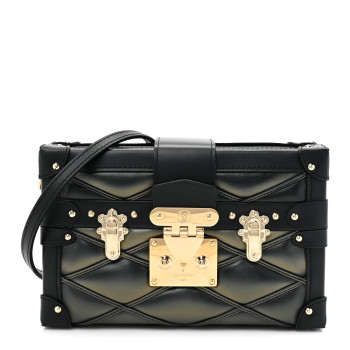 LOUIS VUITTON Lambskin Malletage Petite Malle Black Beige