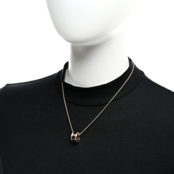 BULGARI 18K Rose White Gold Diamond B.Zero1 Pendant Necklace
