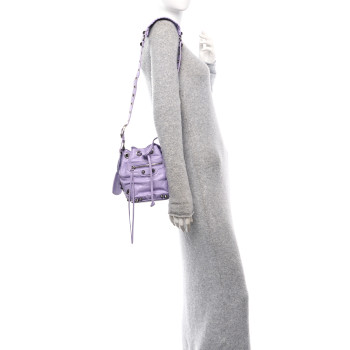 BALENCIAGA Agneau Arena Le Cagole Bucket Bag XS Lilac