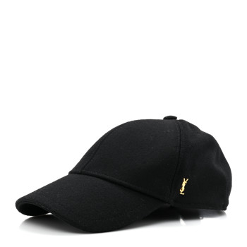 SAINT LAURENT Wool Felt Monogram Baseball Cap 57 Black