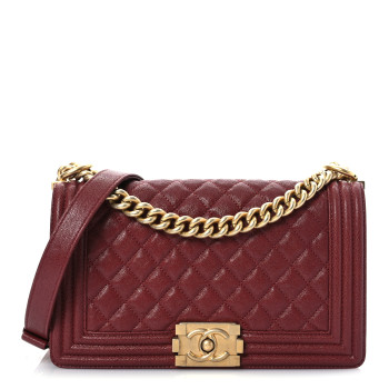 CHANEL Caviar Quilted Medium Boy Flap Dark Red