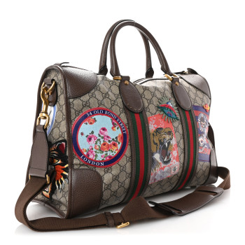 GUCCI Soft GG Supreme Monogram Courrier Medium Duffle Bag Beige New Acero Multicolor