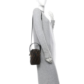 FENDI Vitello Liberty F is Fendi Bi-Color FF 1974 Embossed Mini Mon Tresor Bucket Bag Maya Black