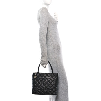 CHANEL Caviar Quilted Medallion Tote Black