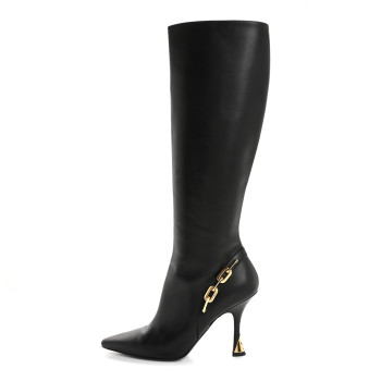 LOUIS VUITTON Calfskin Sparkle High Boot 37 Black