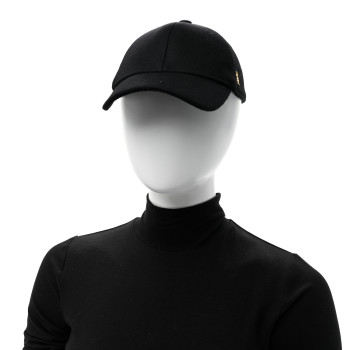 SAINT LAURENT Wool Felt Monogram Baseball Cap 57 Black