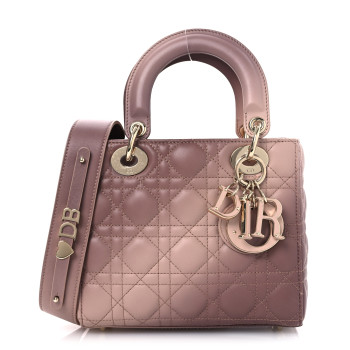 CHRISTIAN DIOR Lambskin Cannage Gradient Small My ABCDior Lady Dior Beige