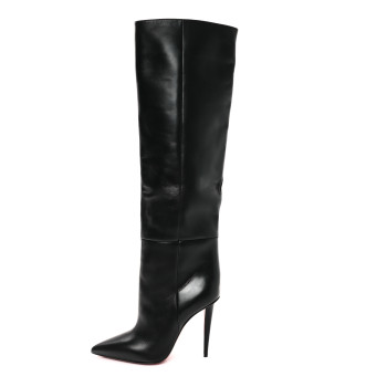 CHRISTIAN LOUBOUTIN Calfskin Astrilarge 95 Knee Boots 39 Black