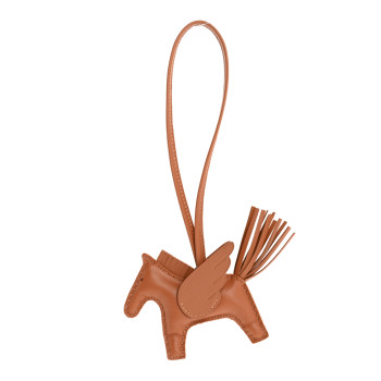 HERMES Milo Lambskin Swift Grigri Rodeo Pegase Horse Bag Charm PM Gold