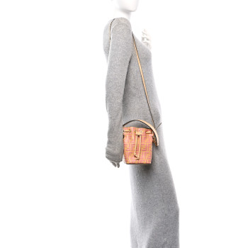 FENDI Vitello Liberty F is Fendi Bi-Color FF 1974 Embossed Mini Mon Tresor Bucket Bag Savana Lollypop