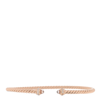 DAVID YURMAN 18K Rose Gold Diamond Morganite 3mm Cablespira Bracelet