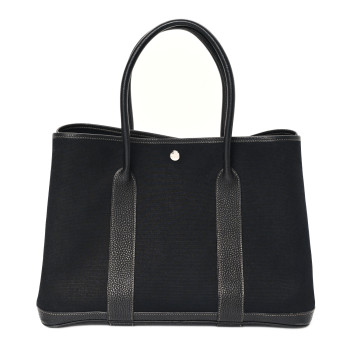 HERMES Toile Vache Country Garden Party 36 Black