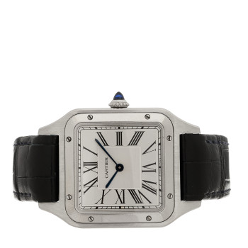 CARTIER Stainless Steel Alligator 31.4mm Santos Dumont Quartz Watch
