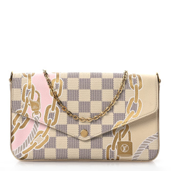 LOUIS VUITTON Damier Azur Nautical Pochette Felicie Chain Wallet