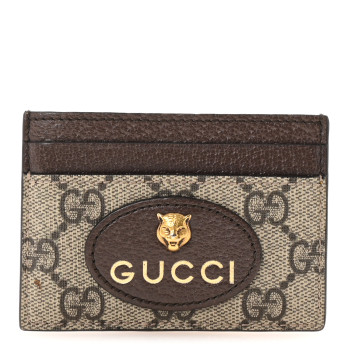 GUCCI GG Supreme Monogram Neo Vintage Card Holder Beige Crop New Acero