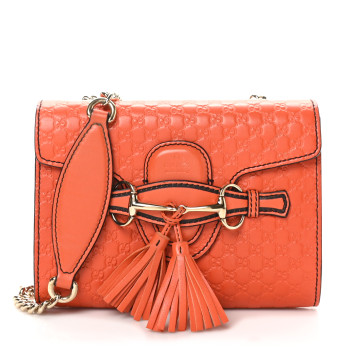 GUCCI Soft Microguccissima Mini Emily Chain Shoulder Bag Sun Orange