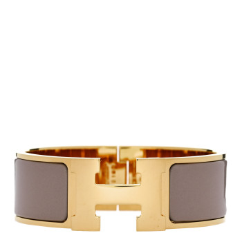 HERMES Enamel Wide Clic Clac H Bracelet PM Marron Glace