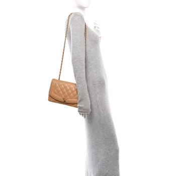 CHANEL Caviar Quilted Medium Single Flap Beige
