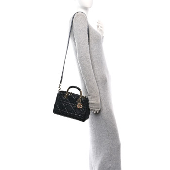 CHRISTIAN DIOR Calfskin Cannage Small The Lady 95.22 Black