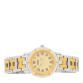 HERMES Stainless Steel 24mm Clipper Quartz Watch Gold