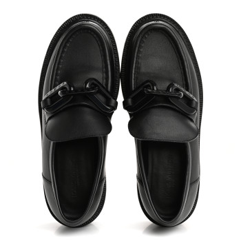 LOUIS VUITTON Calfskin Oversized Chain Academy Loafers 37.5 Black