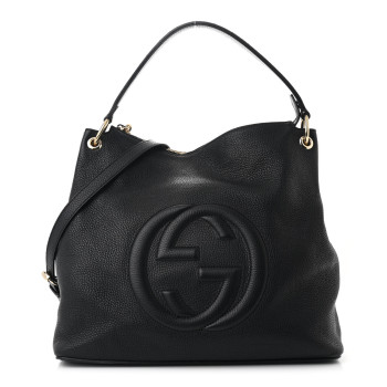 GUCCI Pebbled Calfskin Large Soho Hobo Black