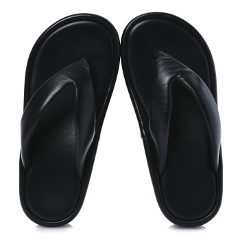 BALENCIAGA Smooth Nappa Logo Rise Thong Sandals 39 Black White