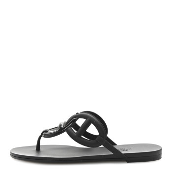 HERMES Rubber Womens Egerie Sandals 37 Black
