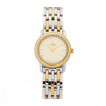 OMEGA Stainless Steel 18K Yellow Gold 22mm Quartz Watch Silver 4370.31.00