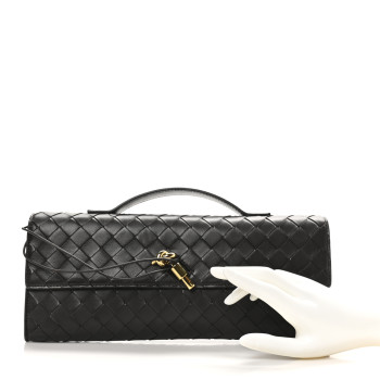 BOTTEGA VENETA Nappa Intrecciato Long Andiamo Top Handle Clutch Fondant