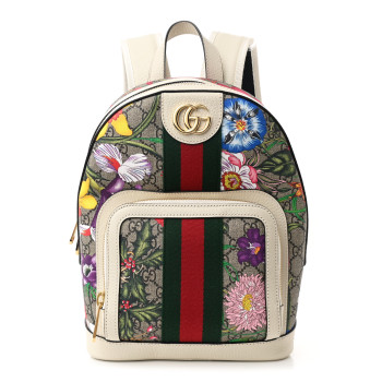 GUCCI GG Supreme Monogram Flora Web Small Ophidia Day Backpack White
