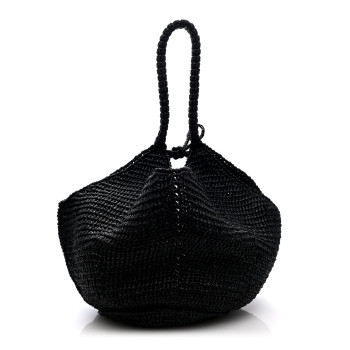 KHAITE Raffia Calfskin Medium Lotus Tote Black