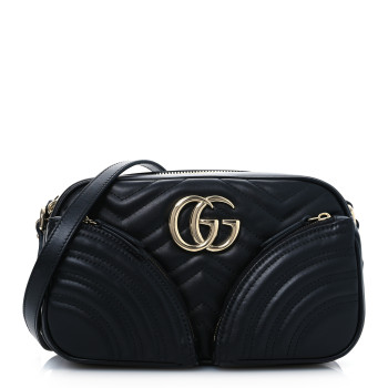 GUCCI Calfskin Matelasse Small GG Marmont Sphinx Chain Shoulder Bag Black