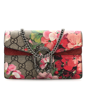 GUCCI GG Supreme Monogram Blooms Super Mini Dionysus Shoulder Bag Beige Multicolor Dry Rose