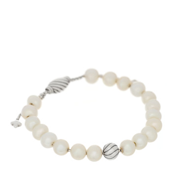 DAVID YURMAN Sterling Silver Pearl 8mm Spiritual Beads Adjustable Bracelet