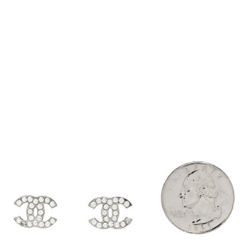 CHANEL Crystal Timeless CC Earrings Silver