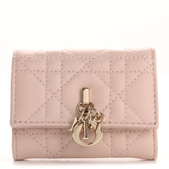 CHRISTIAN DIOR Lambskin Cannage My Dior Glycine Wallet Rose Poudre