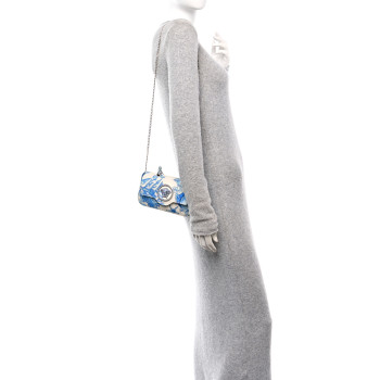 VERSACE Satin Crystal Barocco Underwater Medusa Mini Bag White Blue