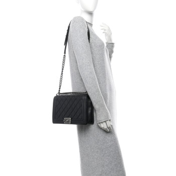 CHANEL Lambskin Quilted Medium Boy Flap Black