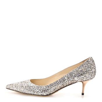 JIMMY CHOO Coarse Glitter Degrade Romy 60 Pumps 37 Champagne