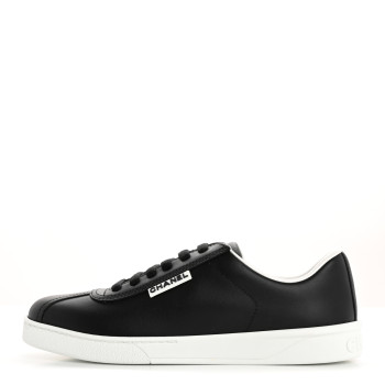 CHANEL Calfskin CC Womens Sneakers 37.5 Black