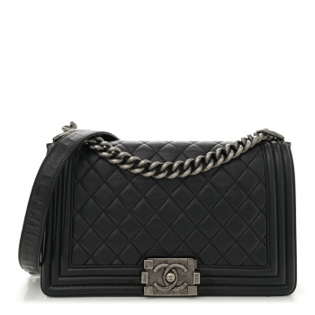 CHANEL Calfskin Quilted Medium Boy Flap Black